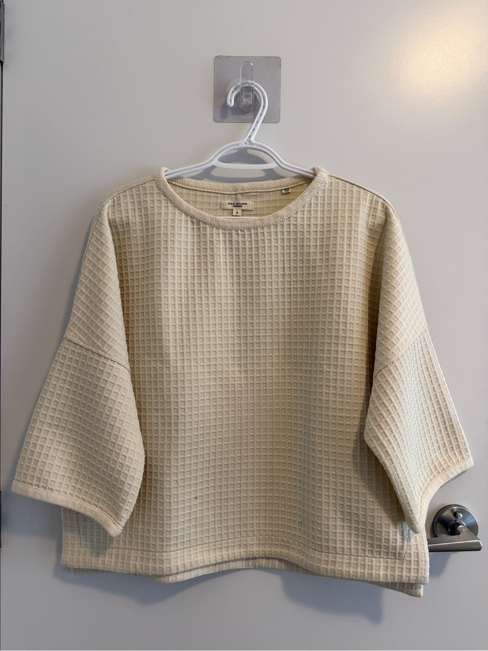 Max Studio Cream Top Waffle Pattern